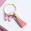 Cute Enamel Butterfly Keychain Simple Metal Animals Key Ring INS Earphone Case Bag Pendant Accessories For Women Men Couple Gift