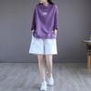 Fashionable Quarter Sleeved Purple T-shirt Women's Short Sleeved Bottom Casual Loose Size Women's Spring and Summer Top
