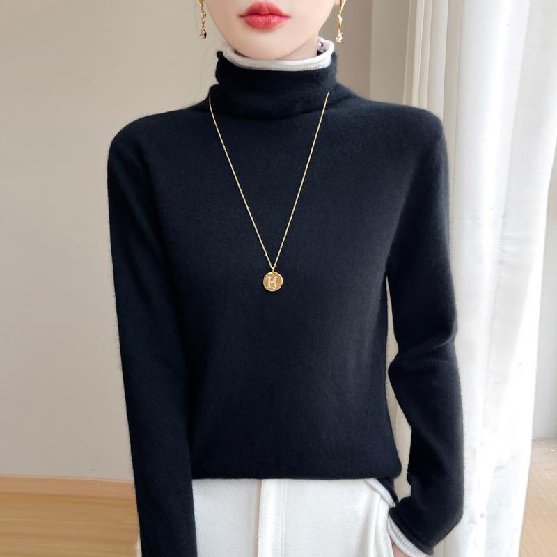Женский кашемировый свитер Qinghe Cashmere 30% Кашемир 70% Шерсть Осенне-зимний кашемировый пуловер Мягкий и теплый