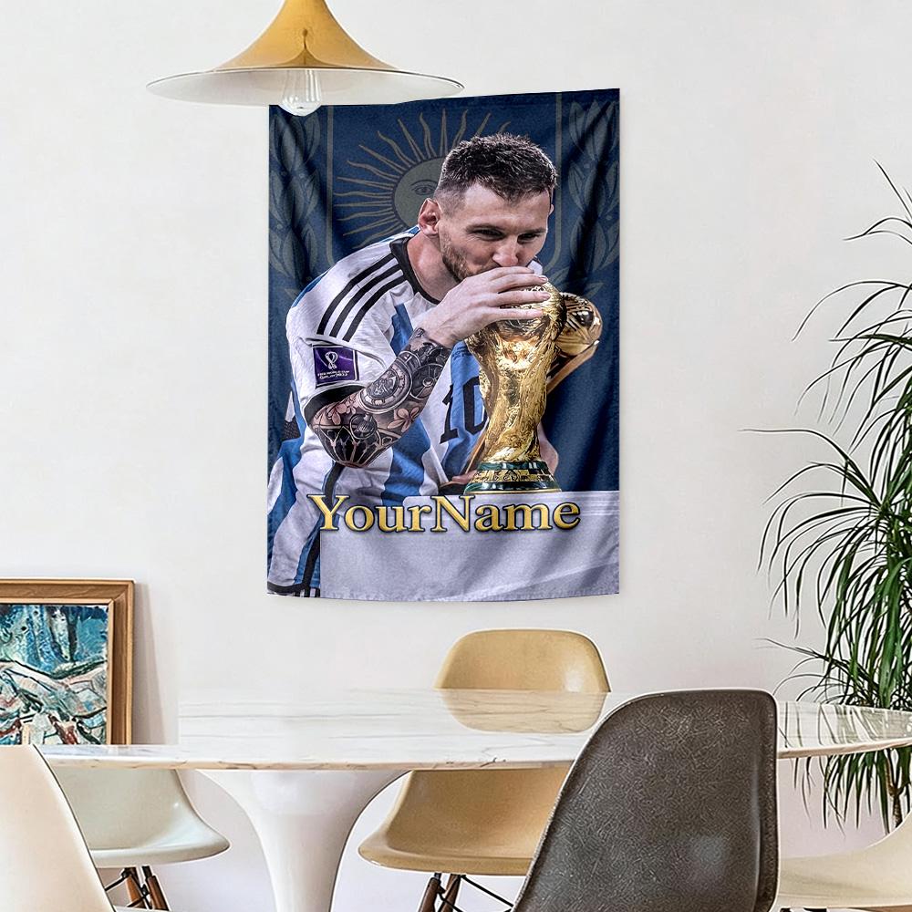 Messi Custom Your Name Wall Decor Tapestry Art For Pet Memorial Birthdaywedding Party Backdrop Family Gift