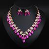 Shining Temperament Crystal Gemstone Necklace Earrings Set Dress Wedding Dinner Women'S Jewelry
