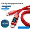 Быстрозарядный кабель Crystal Shine Dual Type-C 120 Вт с цифровым дисплеем для Apple 15/16 и Huawei PD