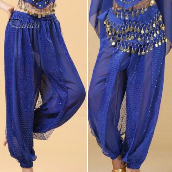 Женские брюки для выступлений, эластичные брюки с высокой талией, однотонные шаровары с блестками, декор для народных танцев, костюм для танца живота для взрослых, брюки