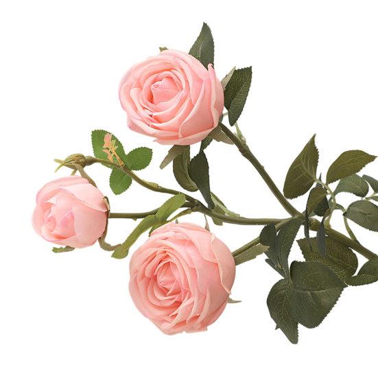 Букет из 3 веток искусственных цветов с 2 цветущими головками и 1 бутоном, роза с эффектом настоящего прикосновения, ветка для свадебного декора, домашнего офиса, стола