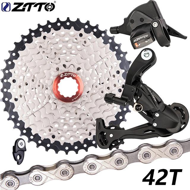ZTTO Комплект 9 скоростей для MTB 1X9 Манетка Задний переключатель 9 скоростей Кассета 50T K7 Звездочки Запчасти Для m370 m430 m590 DEORE Однозвездная система