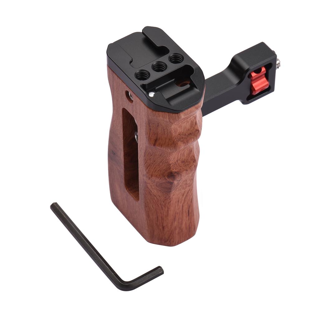Adjustable Wooden Camera Cage Handle Left/Right Side Hand Grip 3/8 Inch Screw ARRI-Style Mount with