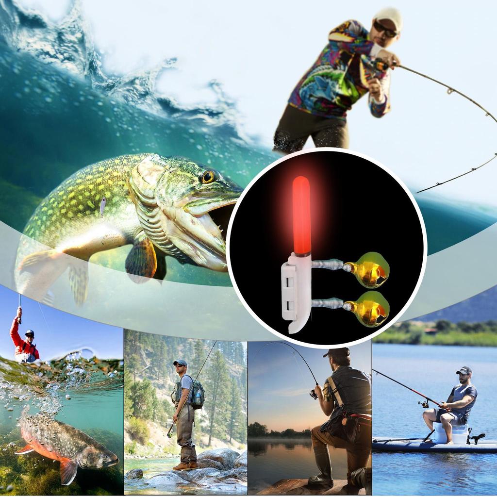 Fishing Rod Light Clip Fishing Light Stick Rod Bell USB Charge Luminous Tackle Night Bright Lamp Fish Bell Alarm Indicator Rings
