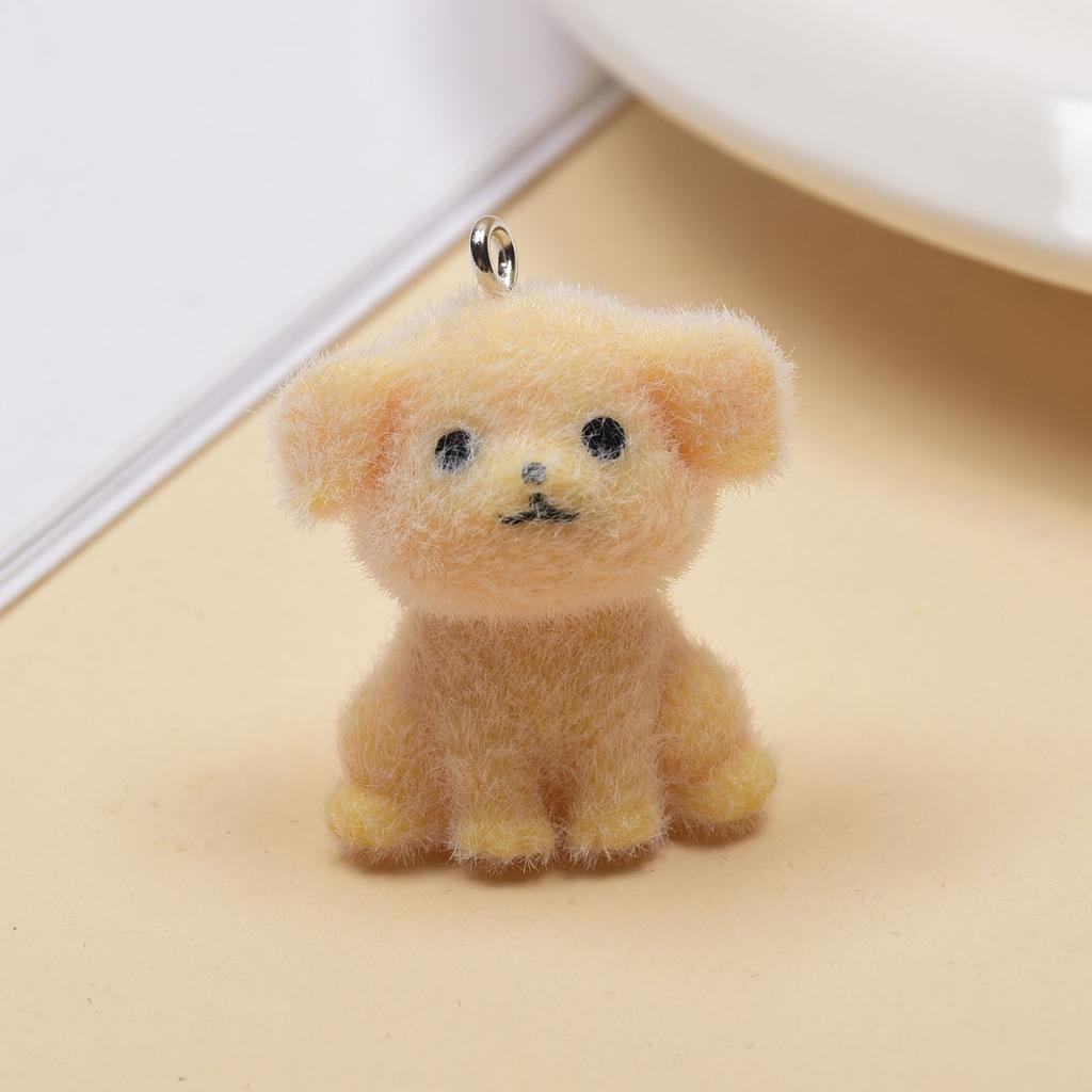 Resin Flocking Cute Three-dimensional Cat Keychain Pendant Car Key Chain Pendant Bag Pendant