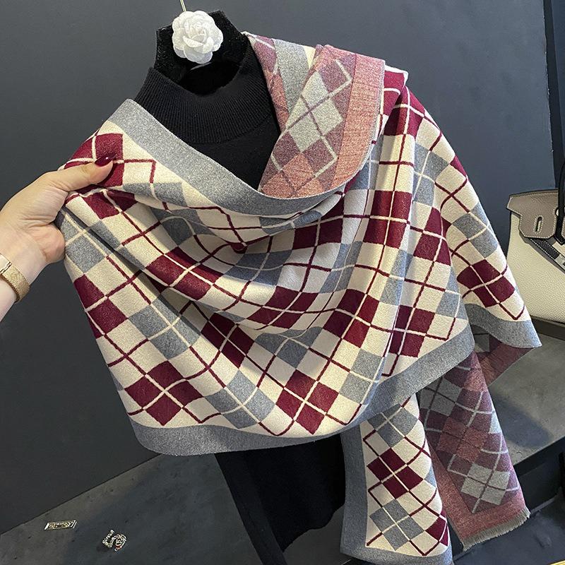 New Imitation Cashmere Scarf for Women's Autumn and Winter New Tianzige Thickened Warm Dual-purpose Scarf