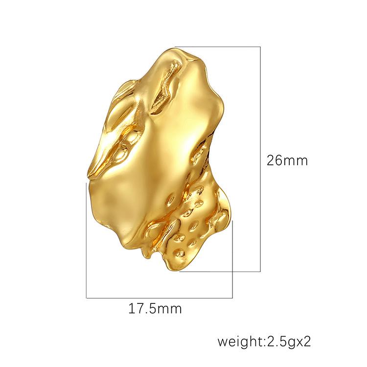 Необычные серьги-гвоздики Простые серьги-плиссе из нержавеющей стали с метеоритом и лавой Уличная бижутерия