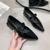 Fashion Fashion Versatile Coarse Heel Loafer Retro Pointed Mary Jane Leather Shoes Women British Black Korean Edition Zapatos De Mujer