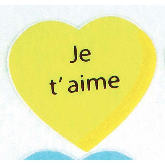 MégaCréa DIY - Stickers coeur je t'aime 2 cm multicolore x 54 pièces