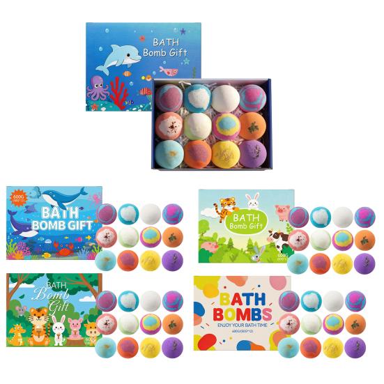 Набор из 12 бомбочек для ванны с игрушкой, шипучие шарики для спа для детей и взрослых, увлажняющие, смягчающие кожу, портативный набор для путешествий и релаксации для пляжа, бассейна, дома