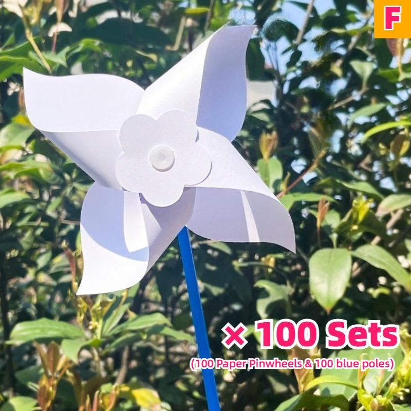 100 шт. Летнее Мероприятие DIY Бумажные Вертушки Наборы для Поделок Заготовки Белые Маленькие Ветряные Мельницы Наборы Оптом Вечеринка Рисования Детская Игрушка Сборка Ручной