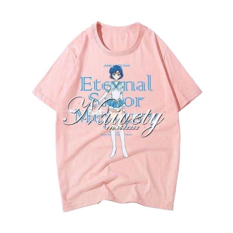 Sailor Moon Vintage 90s Cartoon Print Summer Cotton Tee Unisex Unisex Casual Streetwear Trend Short Sleeve Couple Hip Hop Tops Y2k