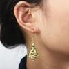 Gold Christmas Tree Earrings Zinc Zinc Alloy Christmas Earrings Simple Rhinestone Dangle Earrings  Women