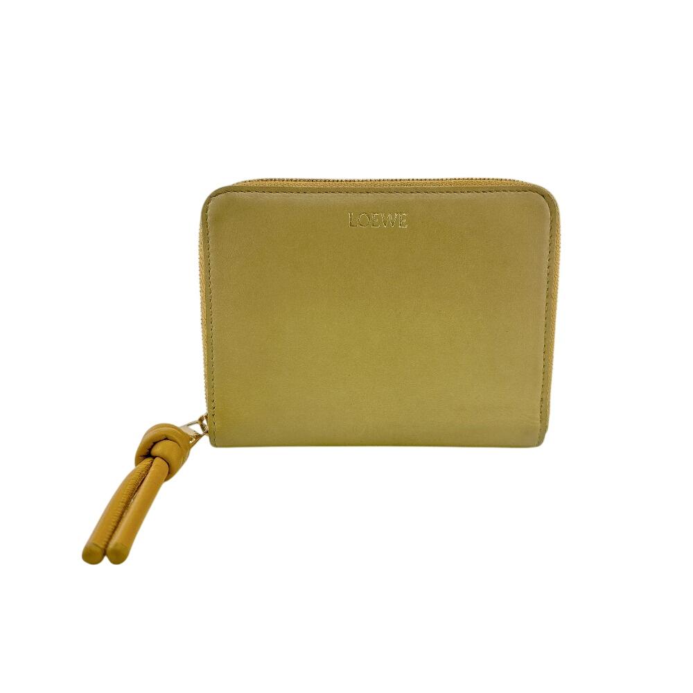 Loewe Компактный кошелек на молнии узел из кожи Bifold Wallet желтая кожа Б/у