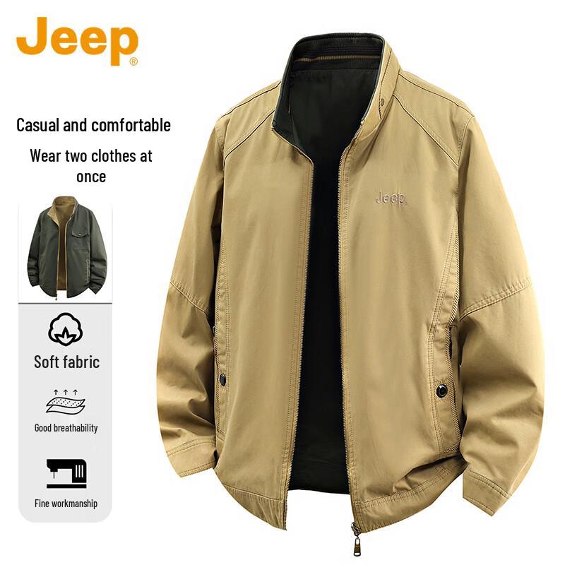 Jeep Мужская двусторонняя повседневная куртка со стойкой (2025 Осень/Зима)