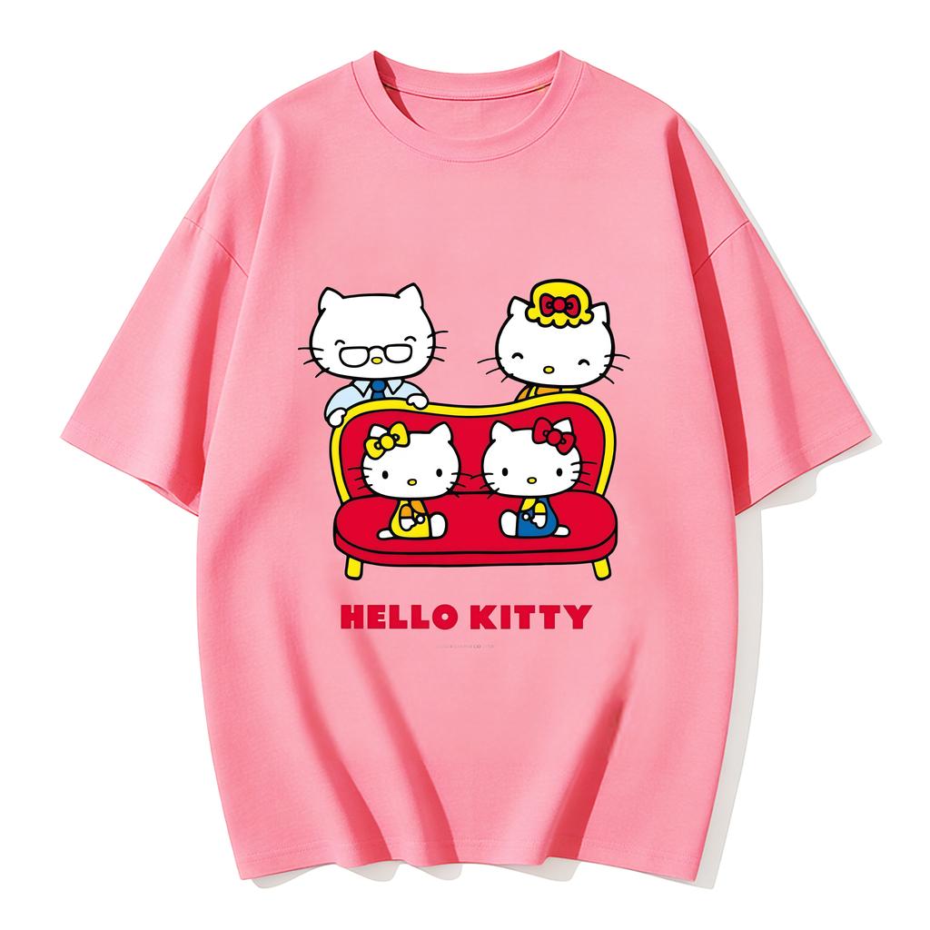 2026 Hello Kitty Tee soft cotton short sleeve crew neck cute print lightweight summer top for Women daily casual wear