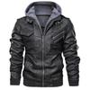 Spring and Autumn Men's Jacket Pu Hooded Jacket Men's Youth Leather Jacket Fake Two-piece Jacket