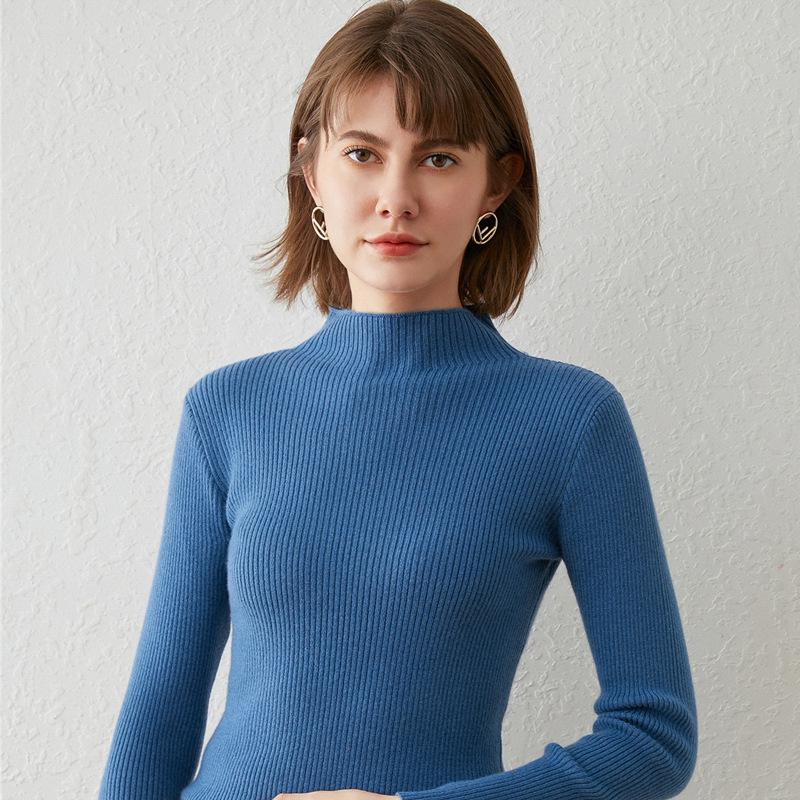 INDFS Женская мода Повседневный Осень Зима Однотонный Принт Длинный Рукав Полуводолазка Свитера