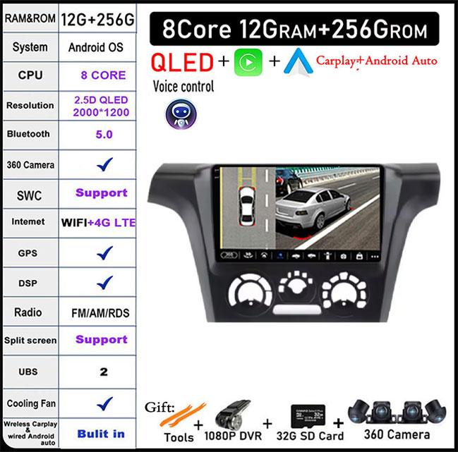 9-дюймовый экран для Mitsubishi Outlander 1 2002-2008 Android 14 автомобильный радиоприемник мультимедийный проигрыватель 4G GPS WIFI IPS сенсорный экран DSP стерео