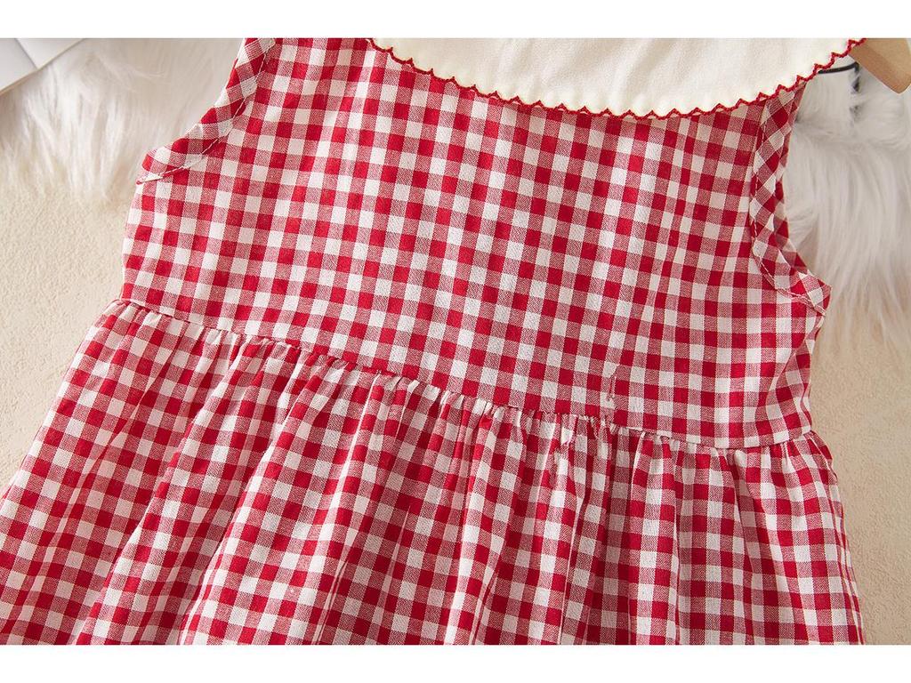 Летнее платье для девочек темно-синего цвета с вышивкой вишен на воротнике – Принцесса в стиле колледжа