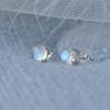 925 Sterling Silver Natural Moonstone Round Stud Earring for Women Party Jewelry Pendientes Accessories Eh1110