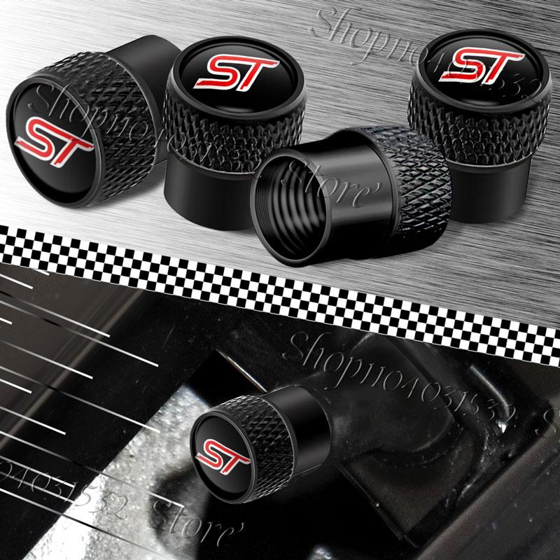 4Pcs/Set ST Logo Emblem Car Styling Wheel Tire Valve Caps Dust Covers For Ford Focus MK2 MK3 Fiesta Mondeo Kuga Accessories