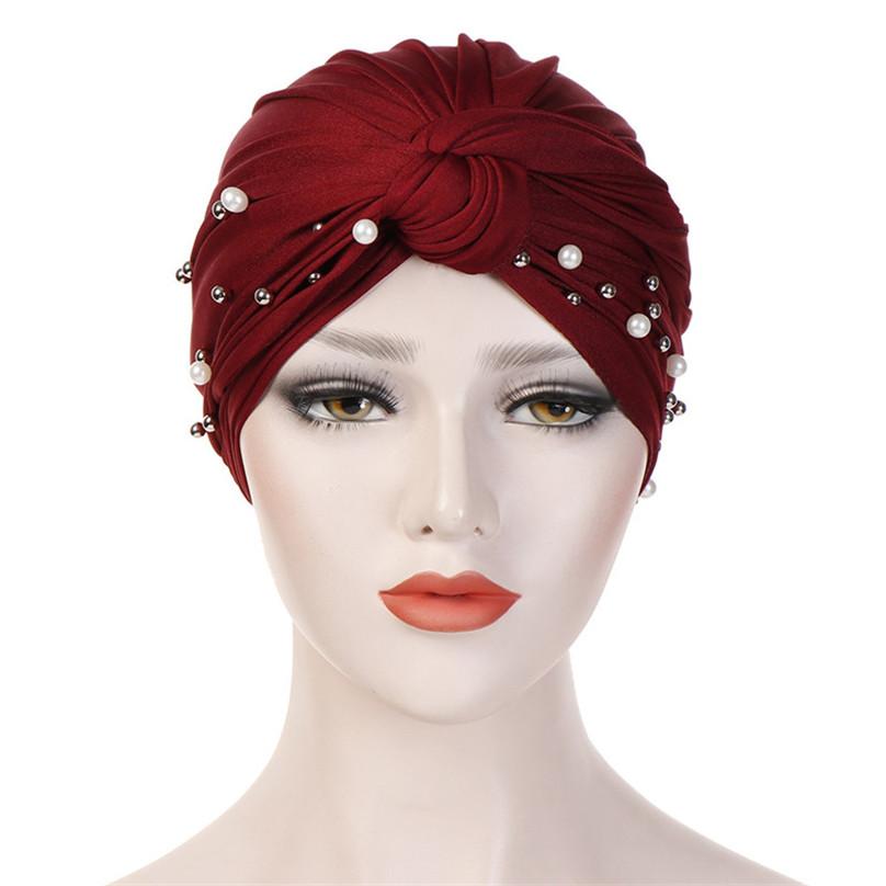 Модная Женская Шляпа-Платок Мусульманский Сменяемый Головной Убор Изящная Элегантная Шляпа с Бусинами