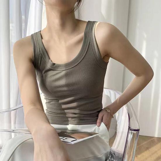 Women Sport Vest O-neck Sleeveless Tank Tops Solid Color Slim Fit Moisture-Wicking Bottoming Tops Streetwear