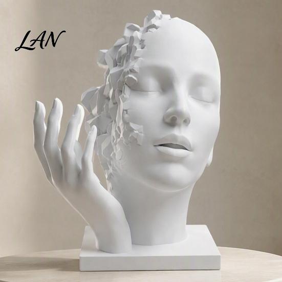 Creative Handicraft for Study Room Abstract Broken Face Art Sculpture, Nordic Minimalist Plastic Statue, Modern Decor 3D Printed Deconstructive