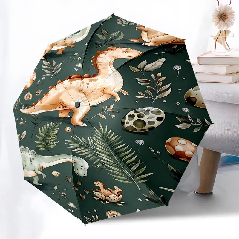 1PC Dinosaur Pattern Umbrella-8-Rib Reinforced, Automatic Open, Lightweight & Durable, Fashion Accessory for Outdoor, Beach L0379