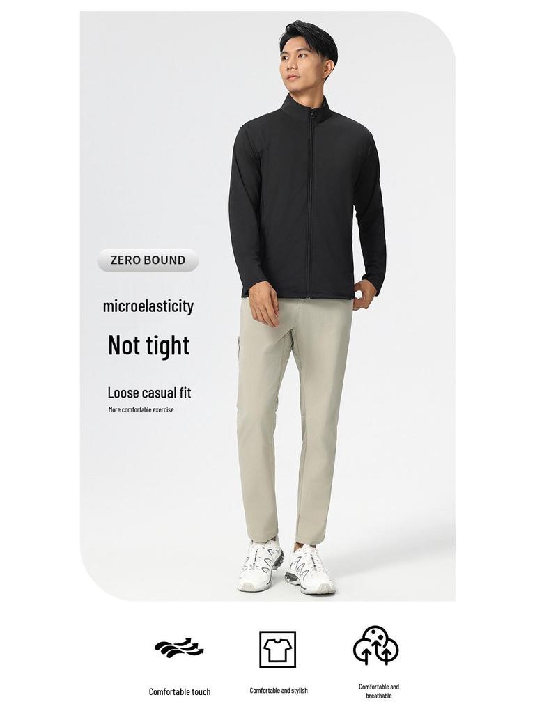Windproof Quick-Dry Long Sleeve Running Jacket - Men's Thin Stand Collar Sports Cardigan for Spring & Autumn Outdoor Training