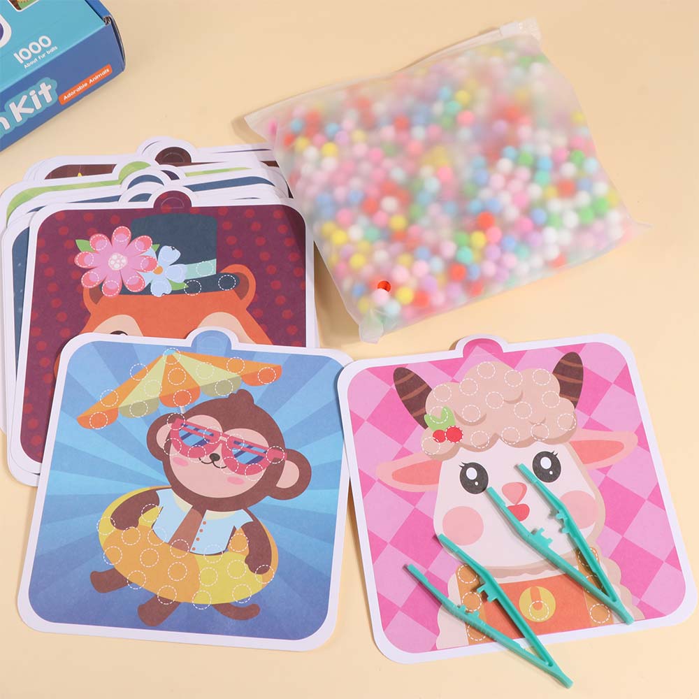 Handmade Material Animal Pompom Art Kit Educational Pompom Crafts Toy Creative Play