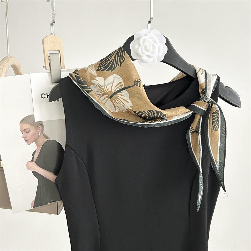 Весенний новый ретро литературный имитация шелка ромбовидный шарф имитация ароматной облачной пряжи шелковый шарф женский элегантный маленький плавающий пояс повязка на голову