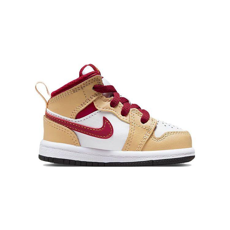 Jordan 1 Детские кроссовки Mid TD Бежевые Красные Белые 640735-201