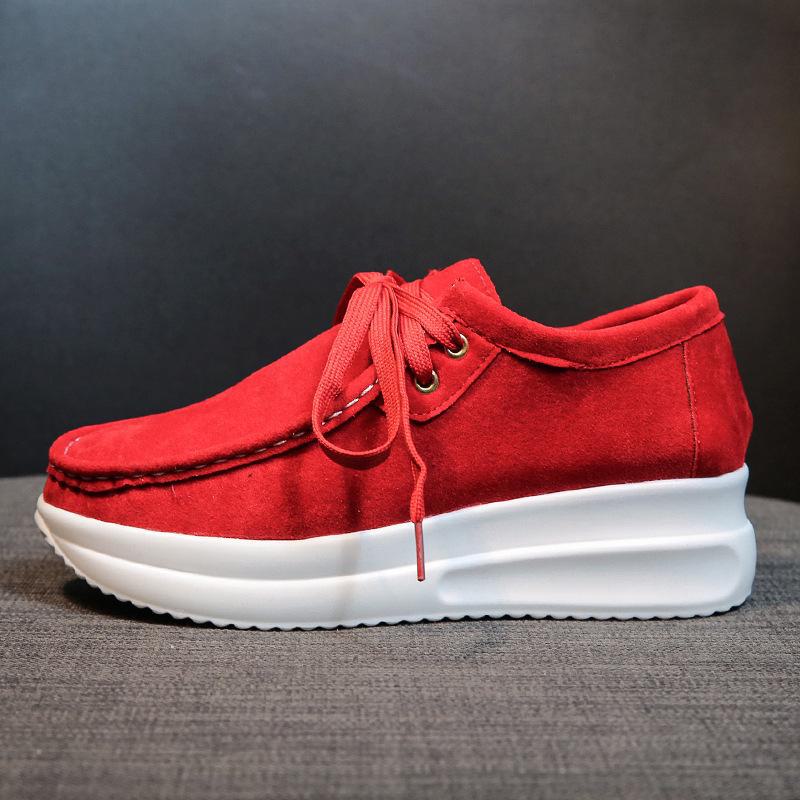 Женские повседневные кроссовки со шнуровкой и круглым носком - замшевые спортивные туфли на толстой подошве