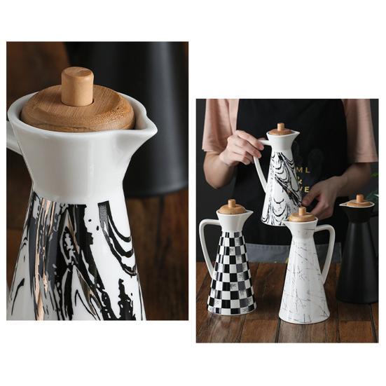 400/800ml Ceramic Oil Dispenser Bottle Dust-proof Design Handmade Ceramics Oil Can for Kitchen Cooking Olive Oil Soy Sauce Vinegar Cruet Storage