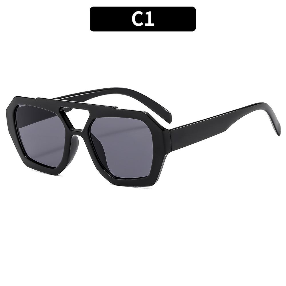 Retro Double Bridge Pilot Sunglasses Stylish Irregular Design Sun Glasses With Uv Protection For Women And Men