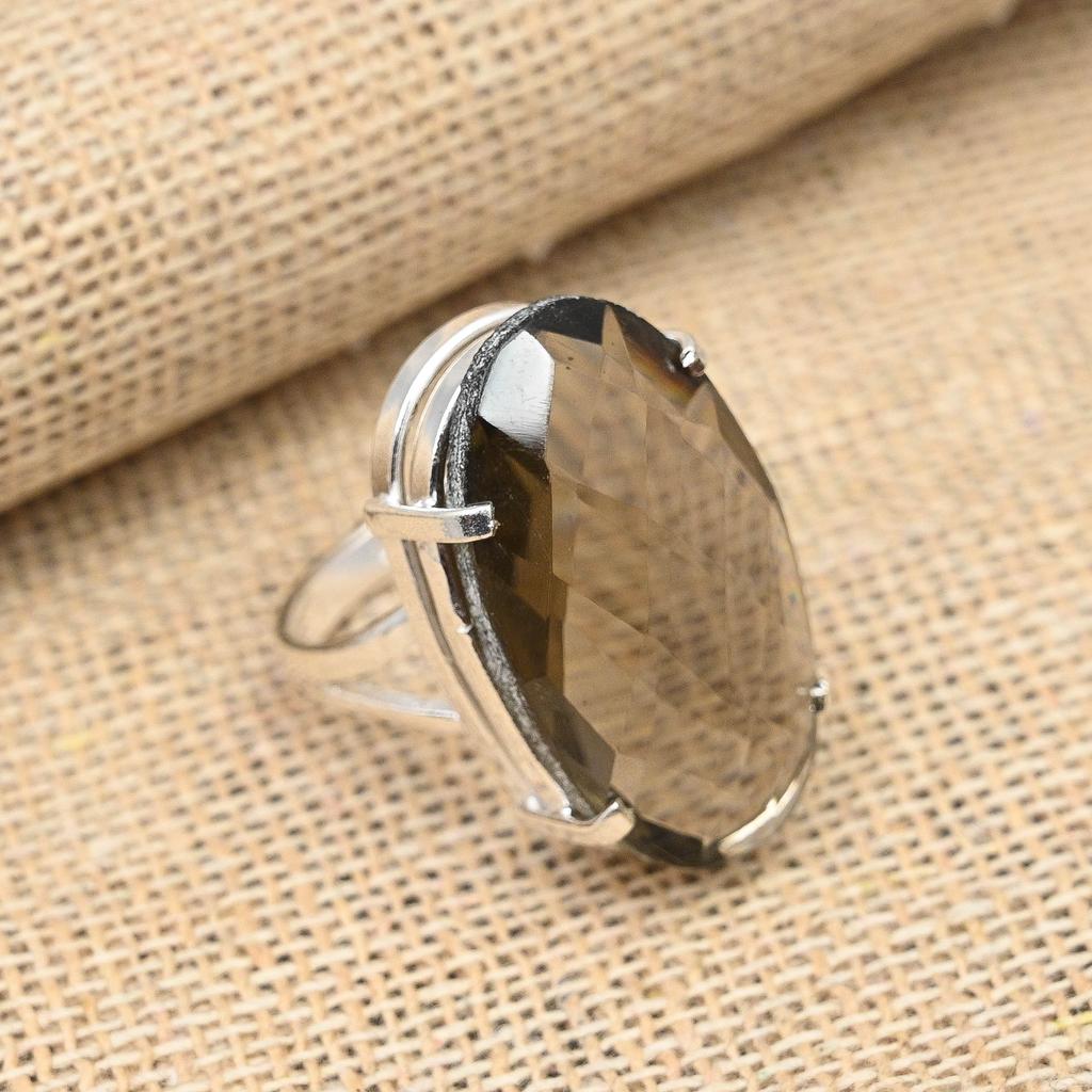 Smoky Topaz Gemstone Handmade Jewelry 925 Sterling Silver Beautiful Ring For Women