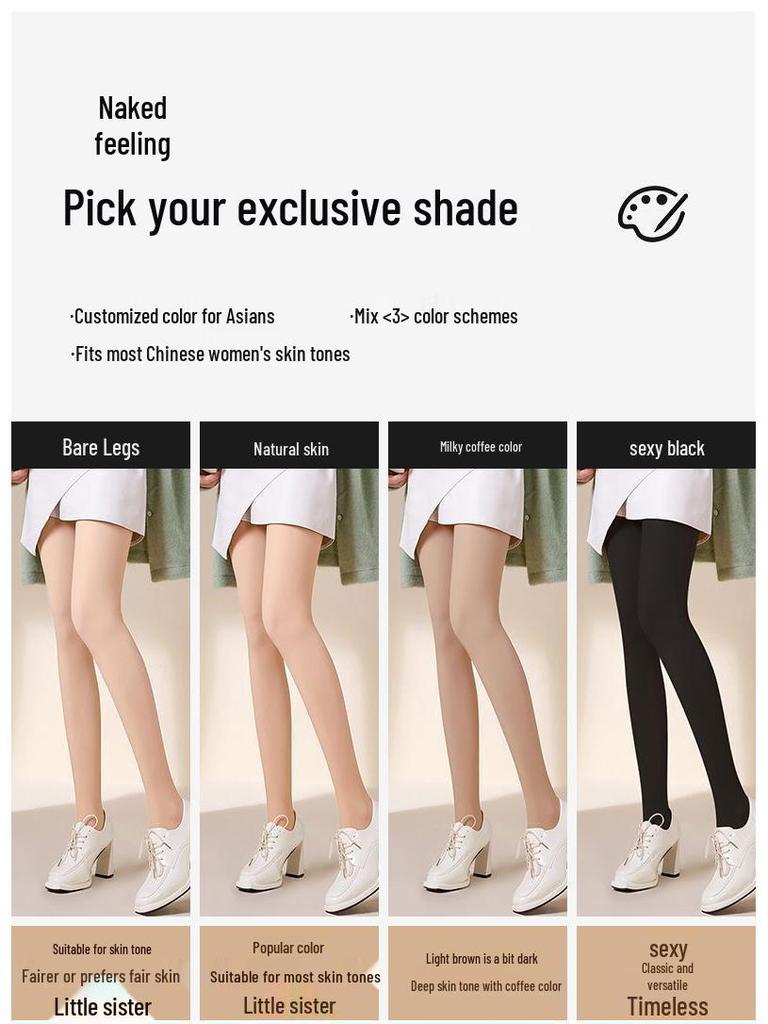 Суперплотные флисовые колготки-леггинсы с петлей на пятке телесного цвета - Женские базовые колготки для осени/зимы (400г)