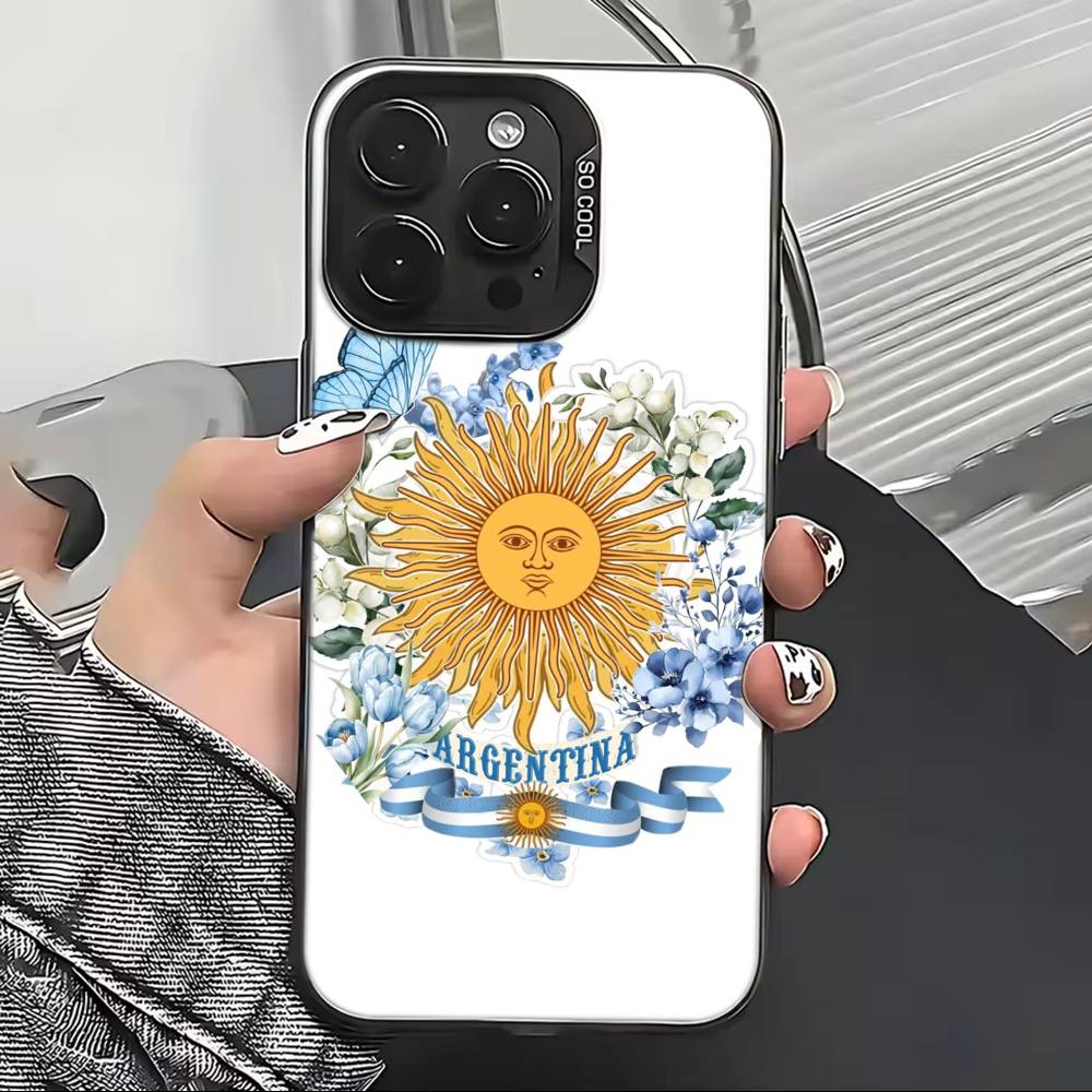 Флаг поддержки футбола Аргентины Чехол для телефона Для iPhone 17,16,15,14,13,12,11 Plus,Pro Max,XS,Цветной Посеребренный Внутренний Чехол