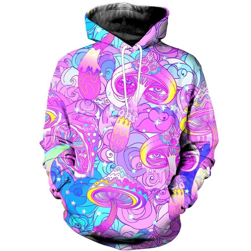 Spring And Autumn 3D Printed Mushroom Pattern Hoodie For Women's Casual Oversized Funny Sweatshirt Pullovers Hoodies Streetwear