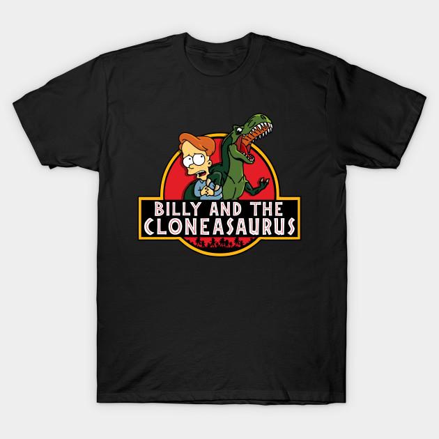 Asian Size Men Black Print T-shirt Billy &Amp; The Cloneasaurus No-Cut Heat Transfer Print Cotton Tshirt
