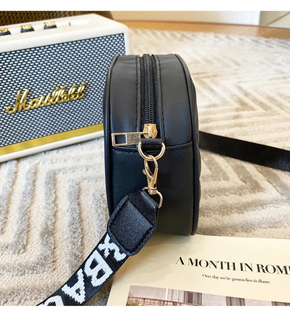 1PC High Quality Women's PU Rolling Strip Camera Bag Shoulder Bag Mobile Phone Bag Casual Crossbody Bag