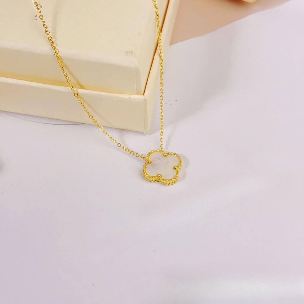 Ожерелье 'Счастливый четырехлистный клевер' 15 мм Двустороннее, не выцветающее, модная бижутерия