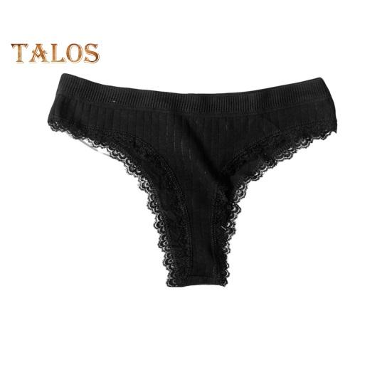 Женское ребристое хлопковое нижнее белье с кружевной отделкой и заниженной талией, мягкие эластичные трусики-бикини, бесшовные трусы для повседневной носки