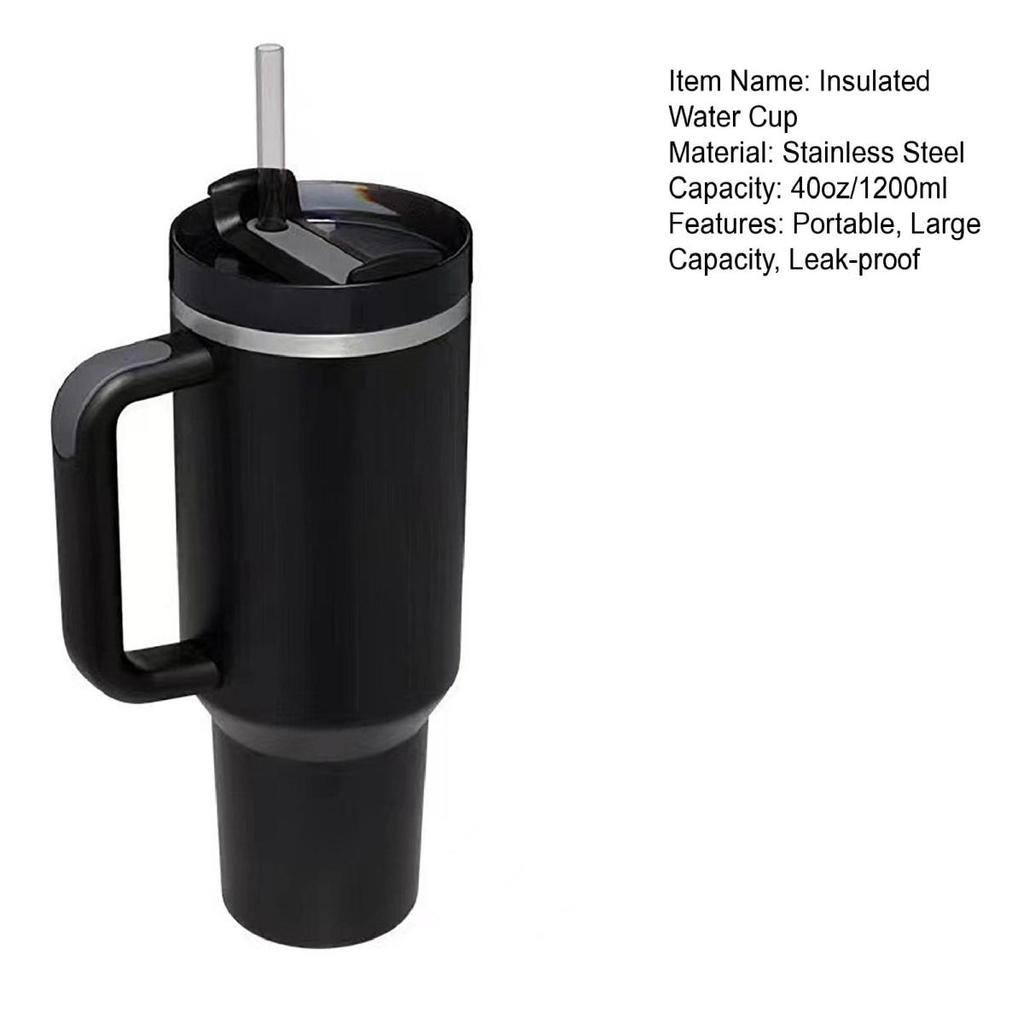 1200 мл пищевая чашка для кофе со льдом и ручкой, модная соломенная автомобильная кружка для воды с изоляцией из нержавеющей стали