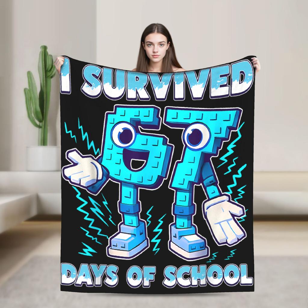 Soft Warm Blanket Children Airplane Travel Meme 6 7 Six Seven Italian Steal a Brainrot 67 Bedding Throws Flannel Bedspread